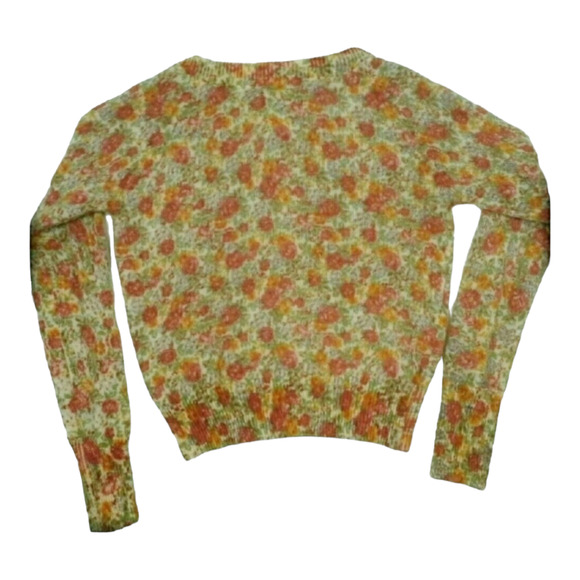 H&M Retro Floral Pastel Cardigan Juniors Sz L Button Down Sweater Cozy Cottage - Picture 2 of 7